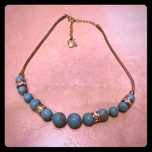 Anne Klein turquoise bead, gold chain necklace